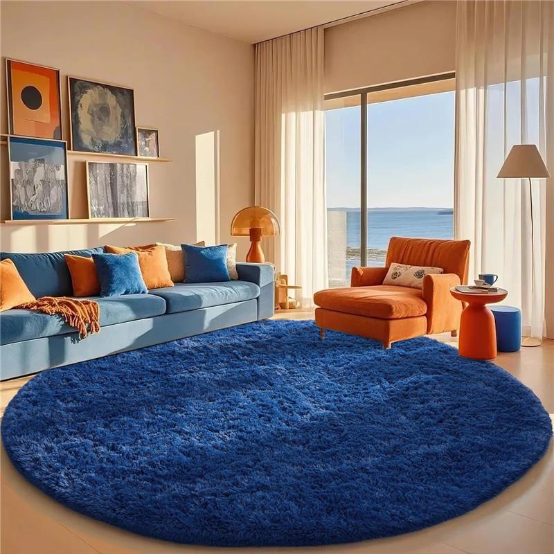 2x2m Round Rug for Bedroom, Super Fluffy Circle Rugs for Baby Nursery Furry Carpet for Children Kids Room, Cute Soft Shaggy Rug for Girls Home Decor
