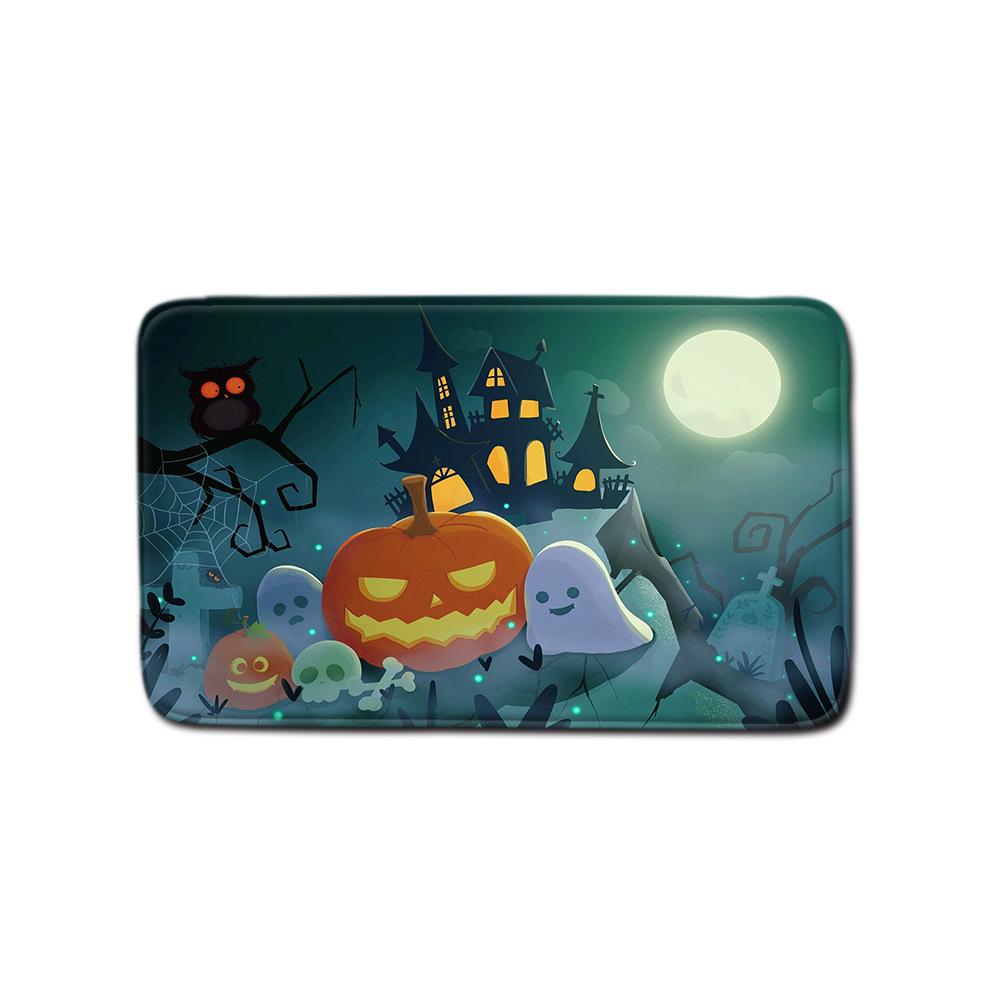 Halloween Shower Curtain Floor Mat Combination Four-Piece Set Bathroom Toilet Carpet Shower Room Foot Mat
