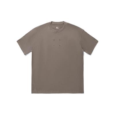 Li Ning Série Vital Cor Sólida Solta Casual Manga Curta Camiseta Unissex Tops Marrom Cogumelo AHSTB11-2