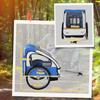 Children's Bike Trailer with 2 Seats, 2 Safety Belts, Steel Frame and Blue Oxford Fabric Cover