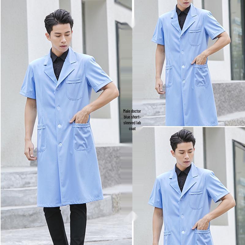 Saint Snowland Îmbrăcăminte medicală unisex: Halat Alb cu Mâneci Lungi și Scurte, Protecție Muncă Albastru pentru Utilizare Spitalicească și de Laborator