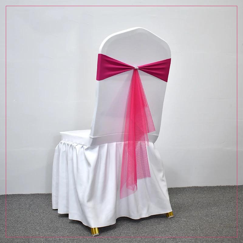10/50 pièces Stretch Spandex Nœuds de Chaise avec Ruban Organza à Nouer Pour Banquet Fête Mariage Élastiques Écharpes de Chaise