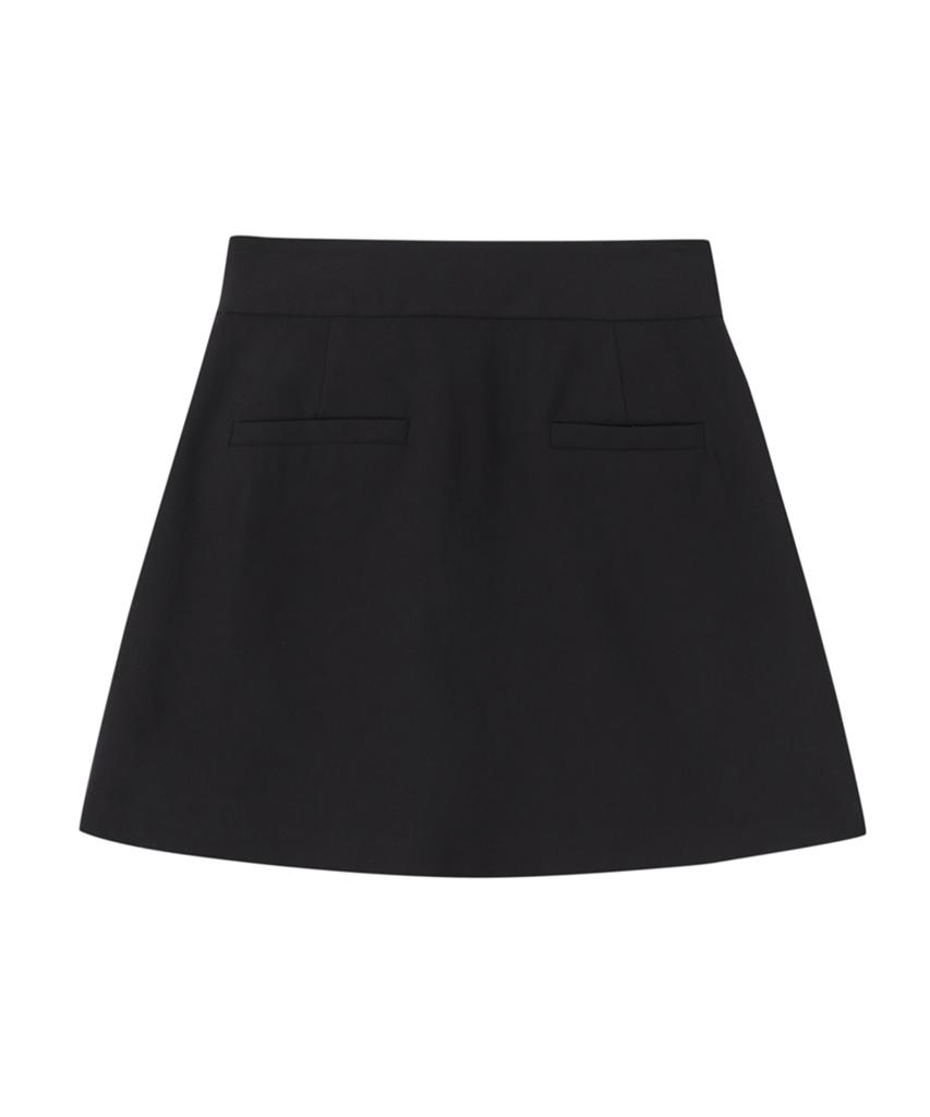 ETMON Pleats Chain Mini Skirt Black