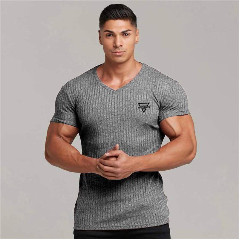 Do The Work  New Brand Fashion Casual Summer V Neck Slim Fit Pullover Mens Classic Strips Printed Outwear T-shirt