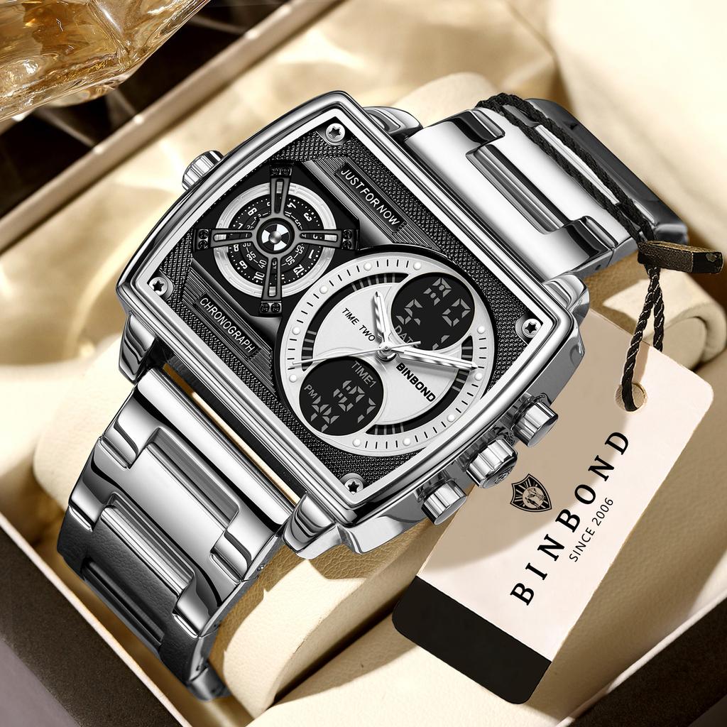 BINBOND Multi-Functional Precise Quartz Watches for Men Luxury Luminous Waterproof Men's Wristwatches