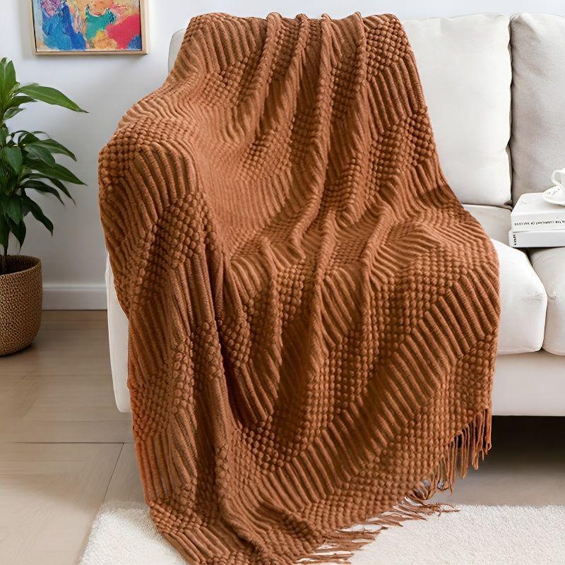 Nordische Woll-Sofa-Decke - Herbst/Winter Gemütlich Gestrickt für Klimaanlage, Weihnachten, Autonickerchen und Kissen