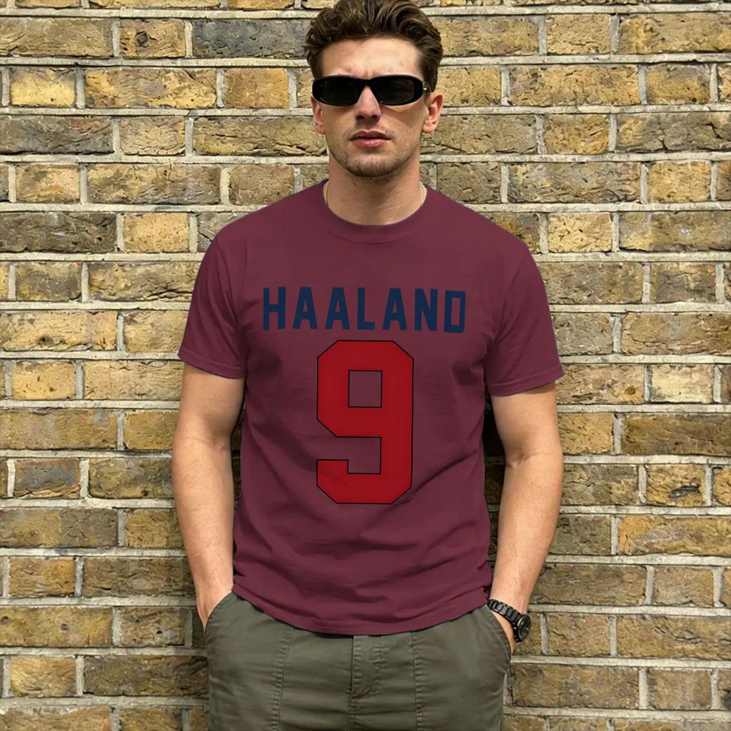 Unisex TShirts Haaland 9 Casual Cotton Tees Short Sleeve T Shirt Round Neck Clothing Plus Size