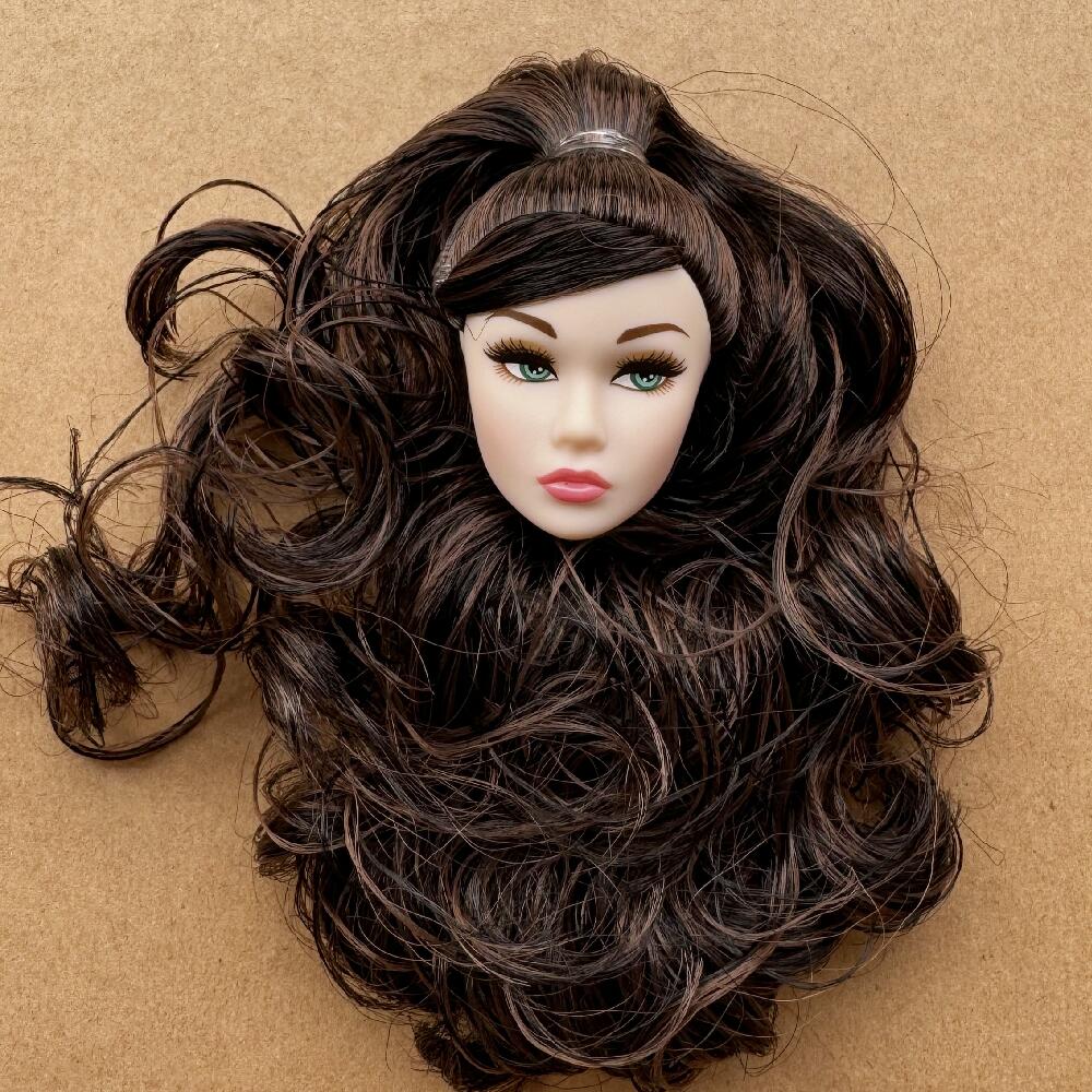 Vintage 1/6 PP Face Mold Doll Heads Fashion Doll Head With Pony Tail Hair Bang Make Up DIY Toy Parts Girls Birthday Gifts