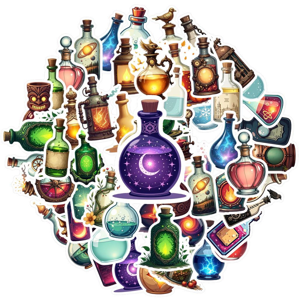 35-150pcs Magic Potion Bottle Stickers Funny Bottles Decals Diy Laptops Phones Decorative Stickers Teacher Reward School Supplie