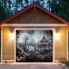 495. 8x7FT Halloween Spukhaus Garagentor Banner Horror Kulisse Dekoration