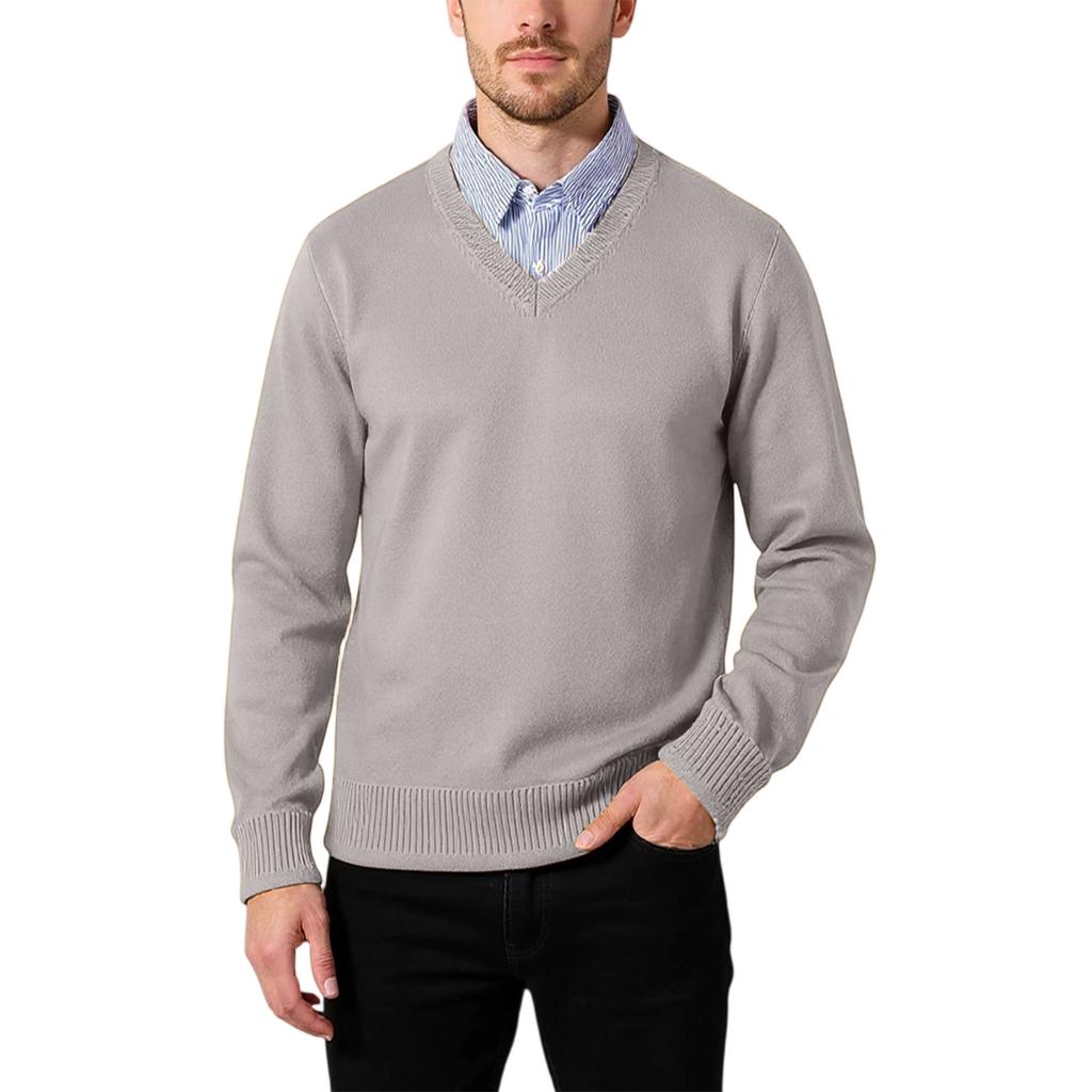 Men's  Fashion  Knitting  Pullover  Long Sleeves  Loose  Flip Collar  Sweater