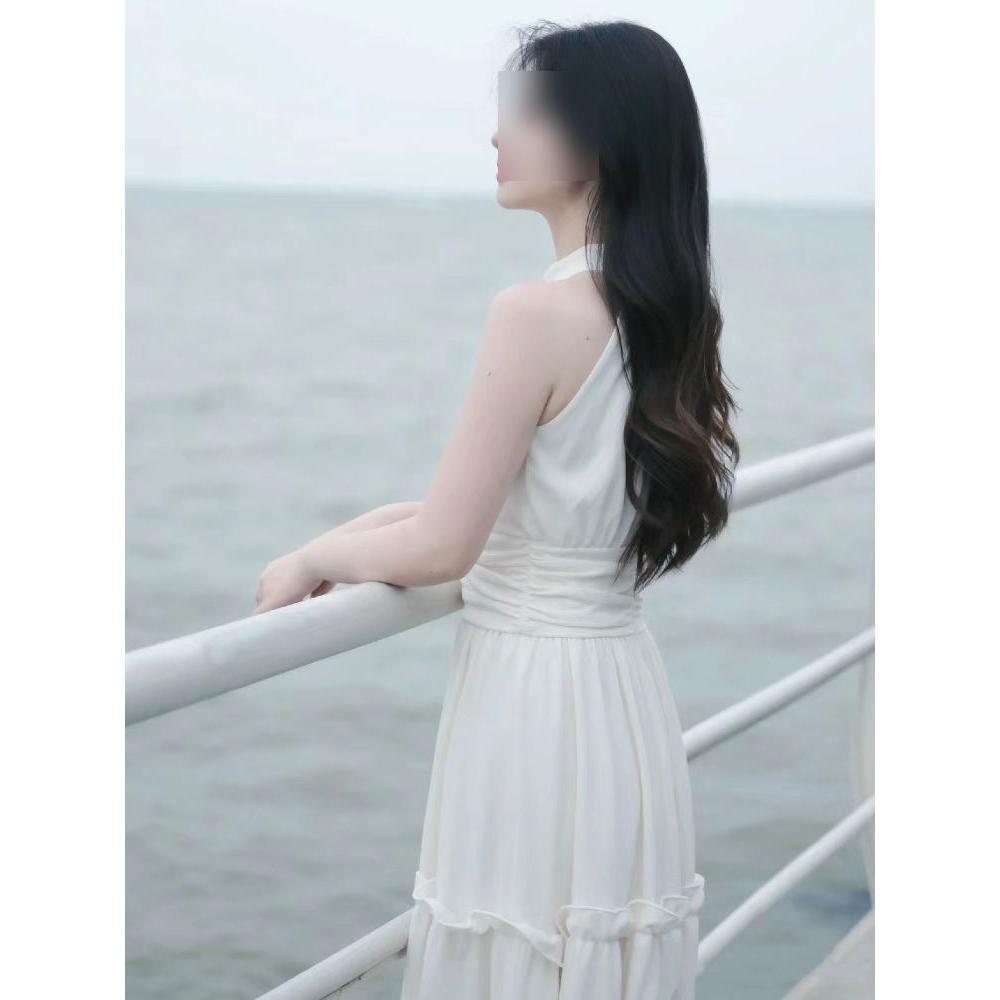 Beautiful Skirt Women's Summer New French Temperament High-end Waist Sleeveless Neck Dress