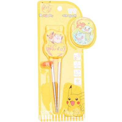 Lilpang Pokemon Change Proofreading Stainless Steel Chopsticks Stage 2 POK6523, Yellow, 1 Piece, Korean Popular Tableware