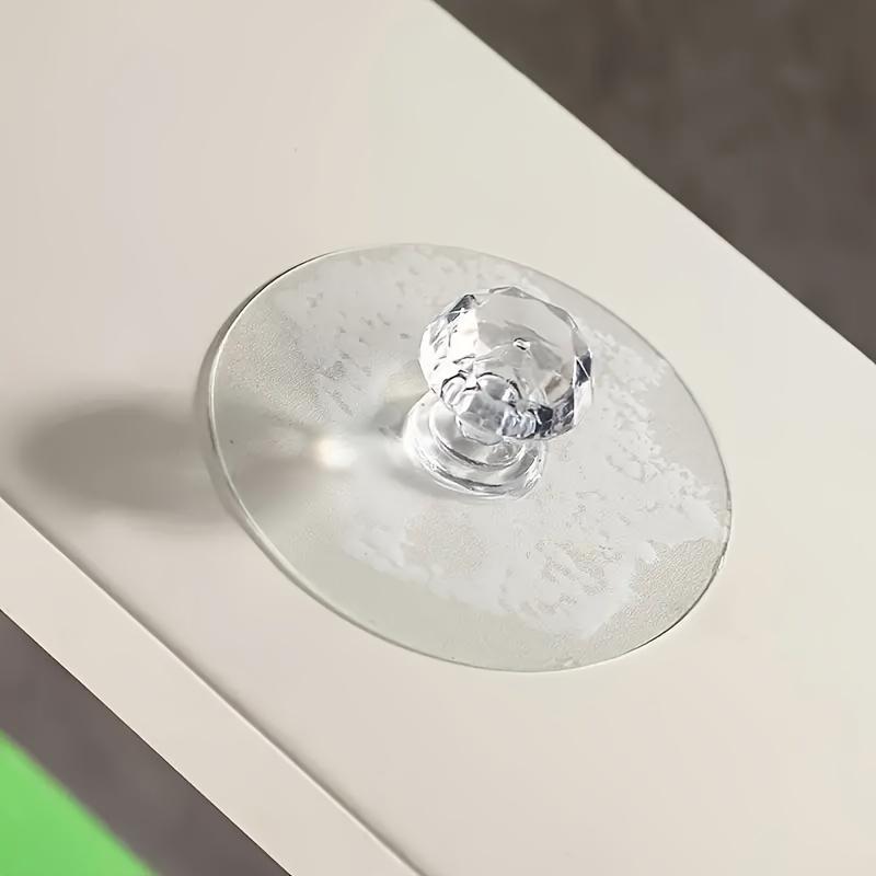 10pcs Perforated Transparent Crystal Door Handles, Cabinet Drawer Door Handles, Self-adhesive Handles with Hooks, Cabinet Drawer Door Knobs Handles