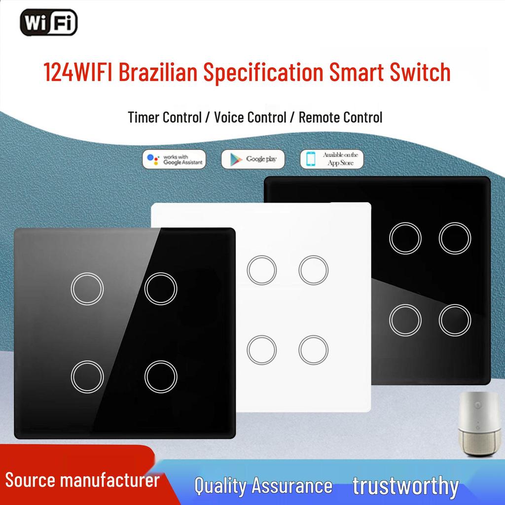 Graffiti WiFi Smart Touch Wall Switch, Alexa Compatible, Tempered Glass, Brazil Standard
