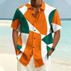 Bunte Patchwork-Muster Hawaiian-Hemd für Herren Geometrisch 3D-Druck Kurzarm Sommer Revers Aloha-Hemden Übergroße Blusen