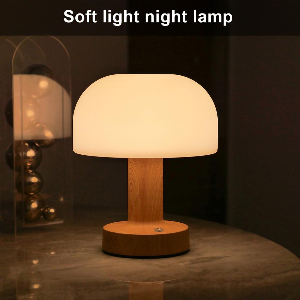 Lampe de Table LED Style Champignon Moderne Rechargeable par USB Contrôle Tactile Rétro Gradation Continue Veilleuse Décoration de Maison Ornement Chaud