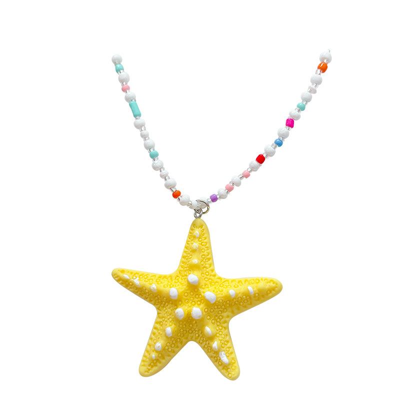 Holiday style color beaded starfish necklace female Internet celebrities with the same long collarbone chain exaggerated match