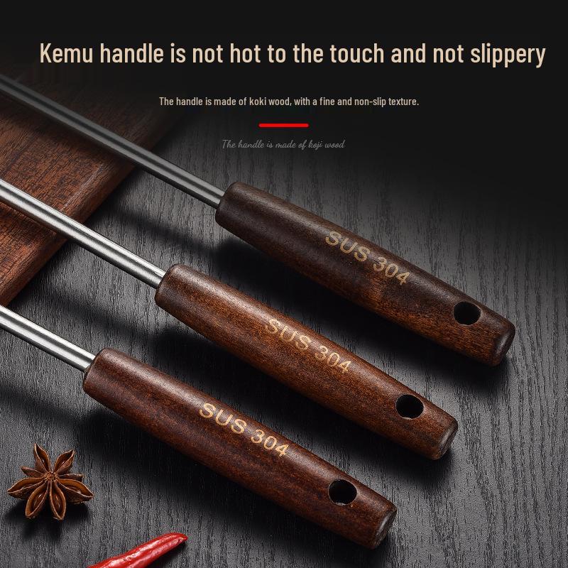 Ensemble Spatule à Fentes et Louche en Acier Inoxydable 304 avec Manche en Bois - Ustensiles de Cuisine Résistants aux Hautes Températures