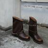 Cowhide version~ Punk street retro polished Martin boots women's 2025 square head old metal warehouse tube western boots