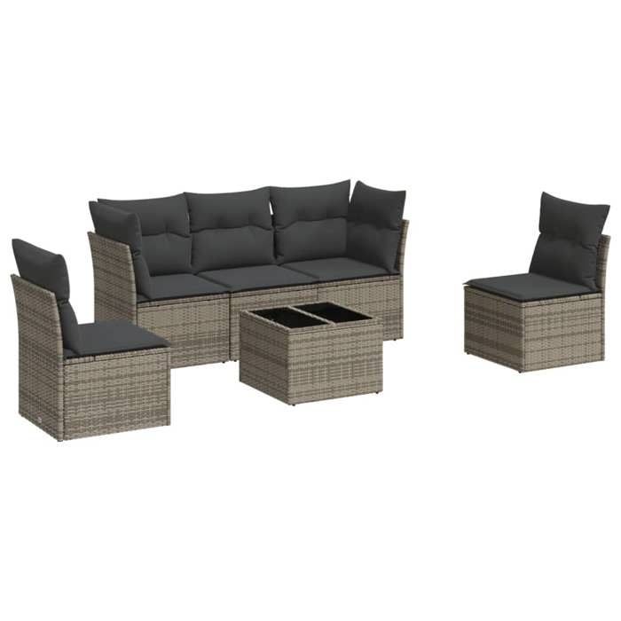 VidaXL Garden Lounge Set 6 Pcs with Grey Cushions Wicker 3217360