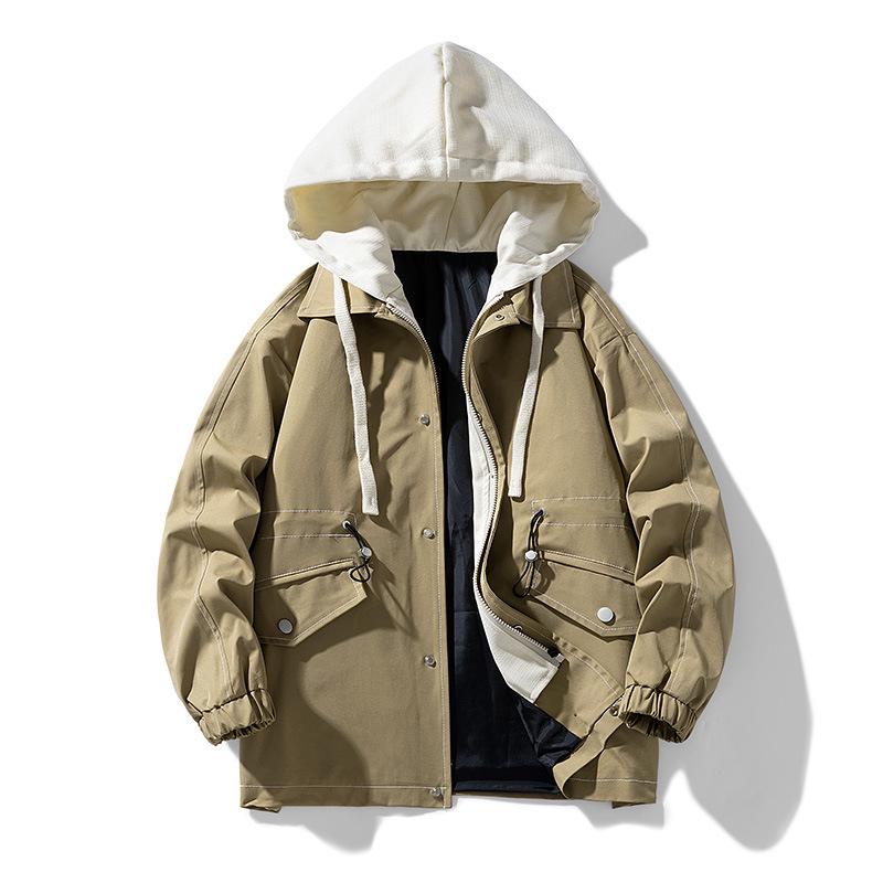 

Hong Kong Style Men s Hooded Jacket - Trendy Fake Two-Piece for Spring & Autumn 2XL армия зеленый