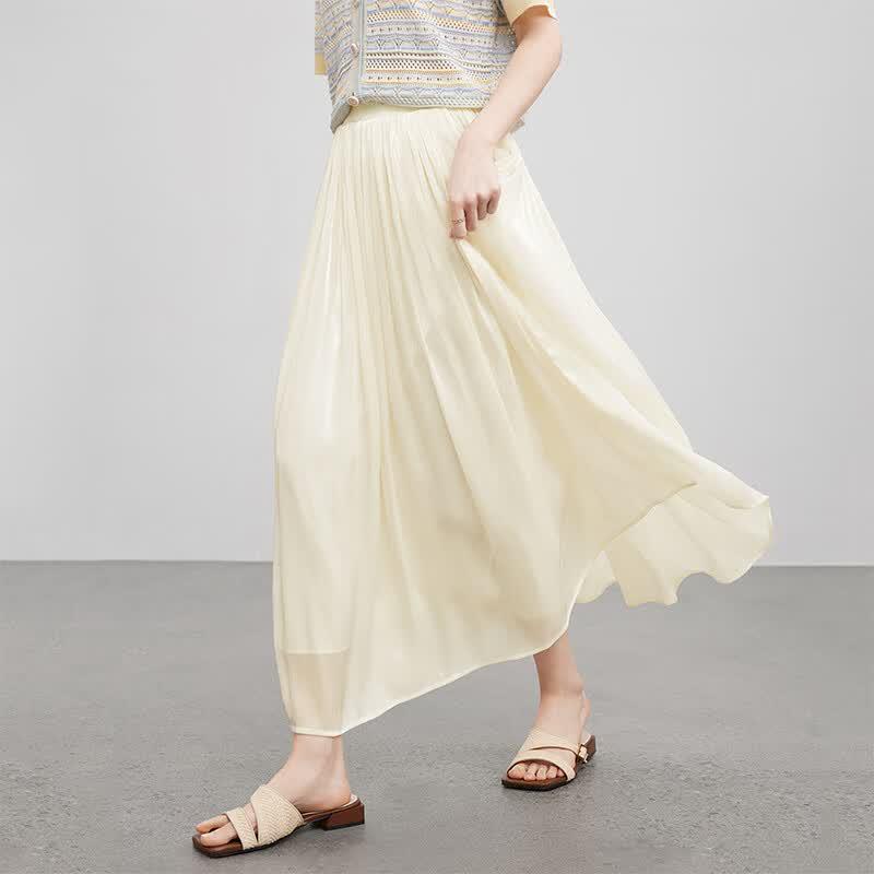 Shangdu Bila Elegant Drape A-Line Midi Skirt