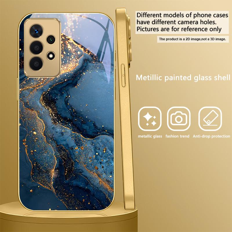 Golden lines and spots For Samsung A16 A15 A14 A13 A12 A26 A25 A23 A22 A21s A36 A35 A34 A33 A32 A31 A52 A73 A72 glass phone case