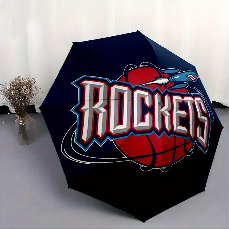 Rockets Basketball Automatic Folding Umbrella - Lightweight, Retractable Design with 8-Rib Durability, Perfect for Outdoor Adventures, Fashi
