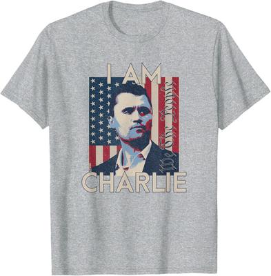 Ik Ben Charlie, Wij Het Volk, Herinner Kirk, Amerikaanse Vlag Unisex T-shirt Heren Dames T-shirts Top