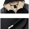 Men's Autumn and Winter with Cashmere Thickened Warm Lamb Cashmere Sports Two-piece Hooded Cardigan Sweatshirt Trousers New Suit