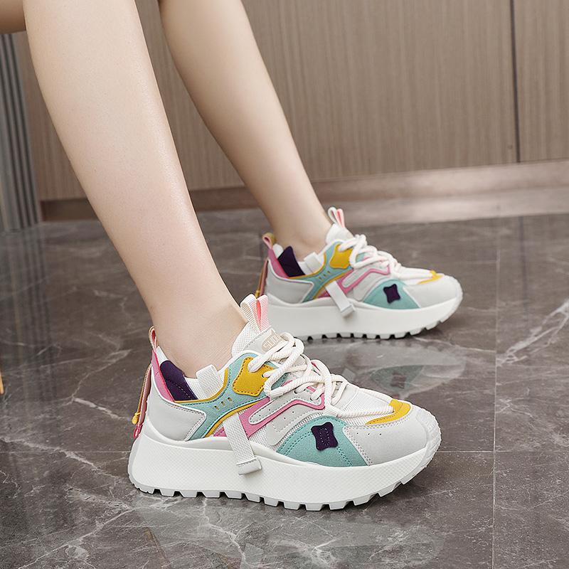 Women Sneakers Thick Bottom Height Increasing Sneakers Women Outdoor Breathable Casual Shoes Woman Summer Running Sports Shoes