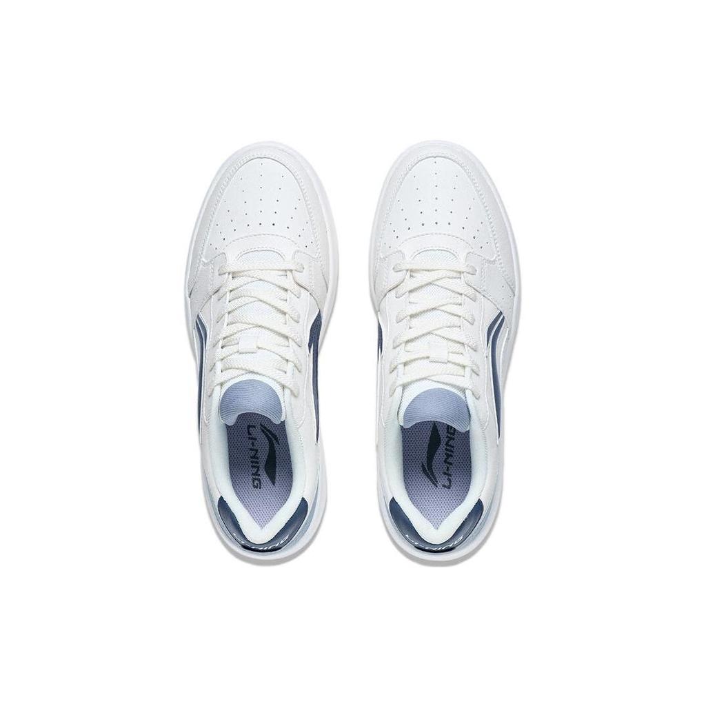 Li Ning Sycee Slip Resistant Cushioning Abrasion Resistant Height Increasing Low top Skateboard Shoes Men's White Blue AGCT339-4