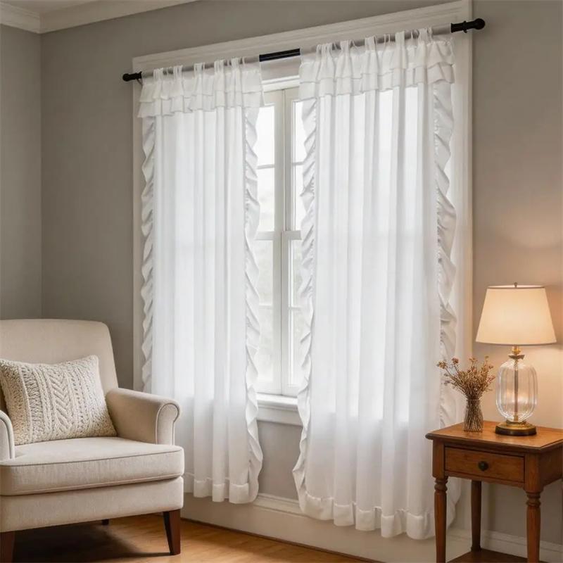 1 Panel Raff-Fenstervorhang, Romantische Raff-Vorhänge für Schlafzimmer, Wohnzimmer oder Esszimmer Bauernhaus Hütte Heimdekoration
