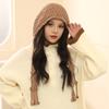Hand-woven Fringed Knitted Hat Women's Autumn and Winter New Warm Ear Protection Hat Big Head Circumference Showing Face Small Head Hat