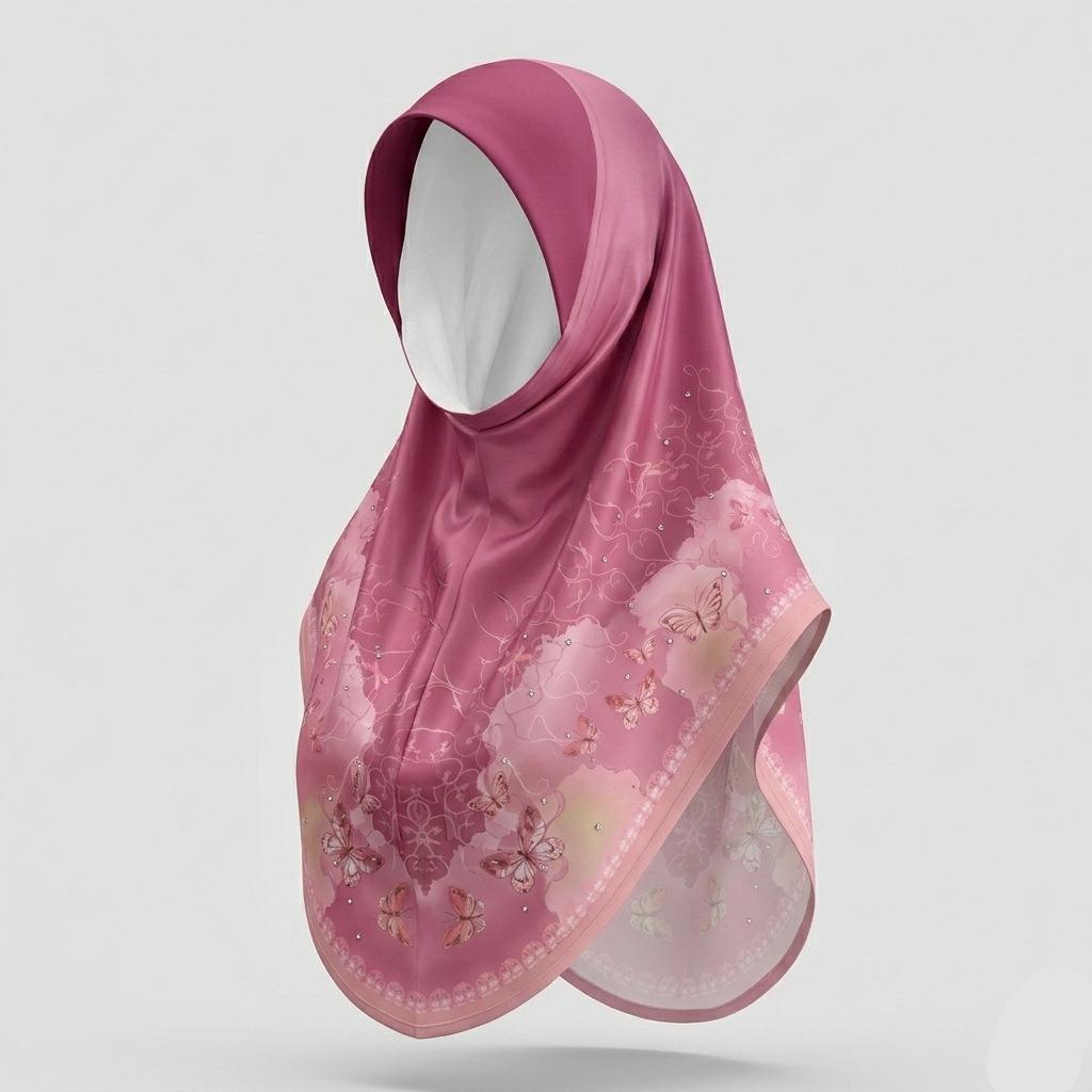 Chiffon Hijabs Women Head Wrap Square Scarf Floral Print Turban Cap