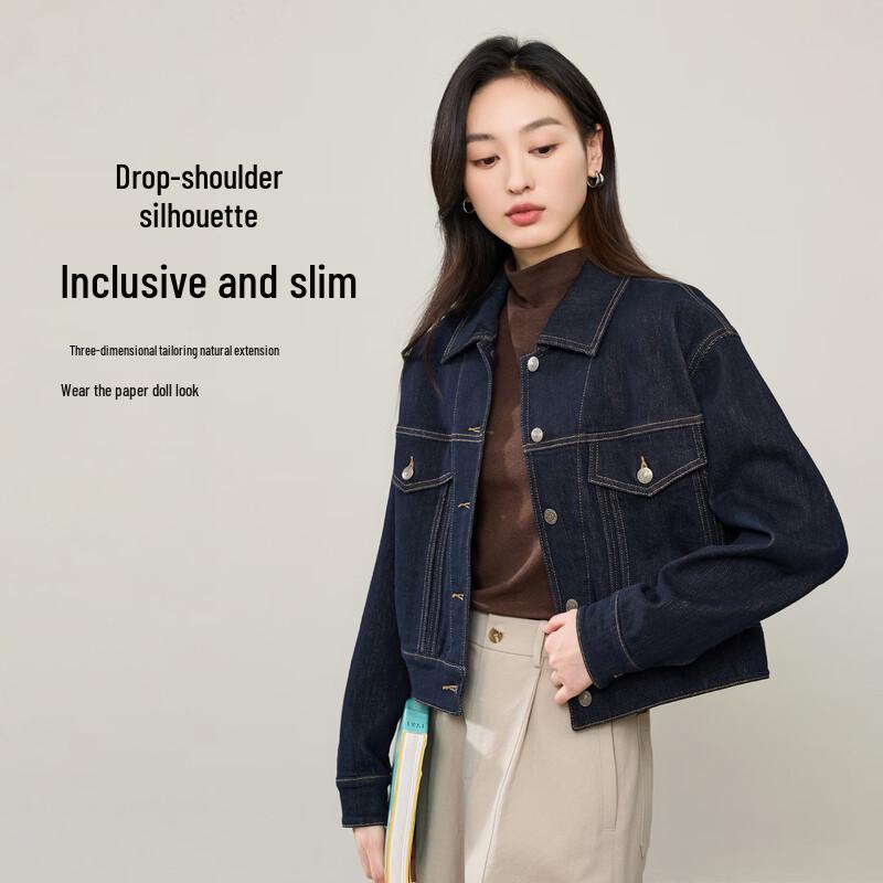 ESE-Y Women's Loose Fit Short Denim Jacket