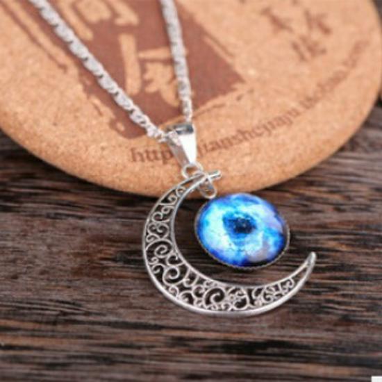 Interstellar Starry Sky Moon Gemstone Necklace