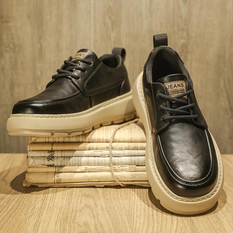 Mens Handcrafted Leather Casual Shoes for Spring and Autumn Comfortable Durable Stylish Walking Shoes