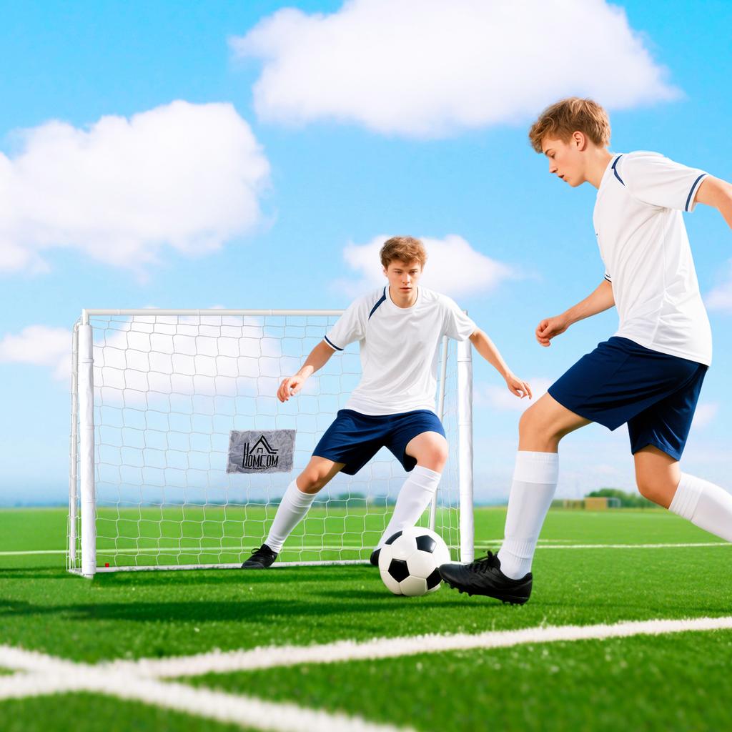 Soccer Goal for Kids, Target Marking, Shock-Absorbing Sleeves, Garden, 186x123cm, White