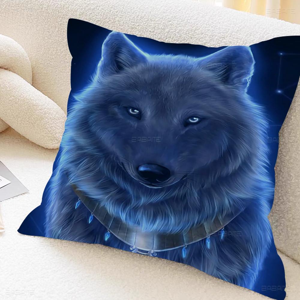 Animal Wolf Wallart Cushion Cover Inches Farmhouse Decor Home Throw Pillow Covers For Couch Decorations