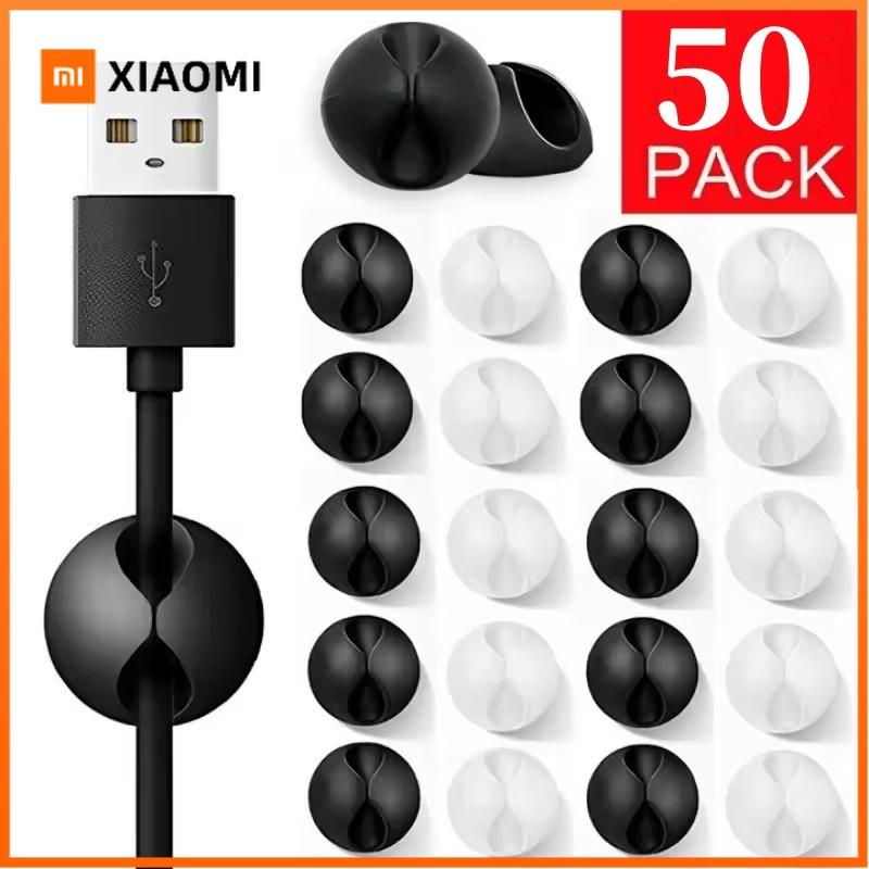 Xiaomi 5/50Pcs Cable Clip Winder Organizer Round Charger Cord Clips Desk Tidy Management Wire Adhesive Holder Clamp In Home Office Car