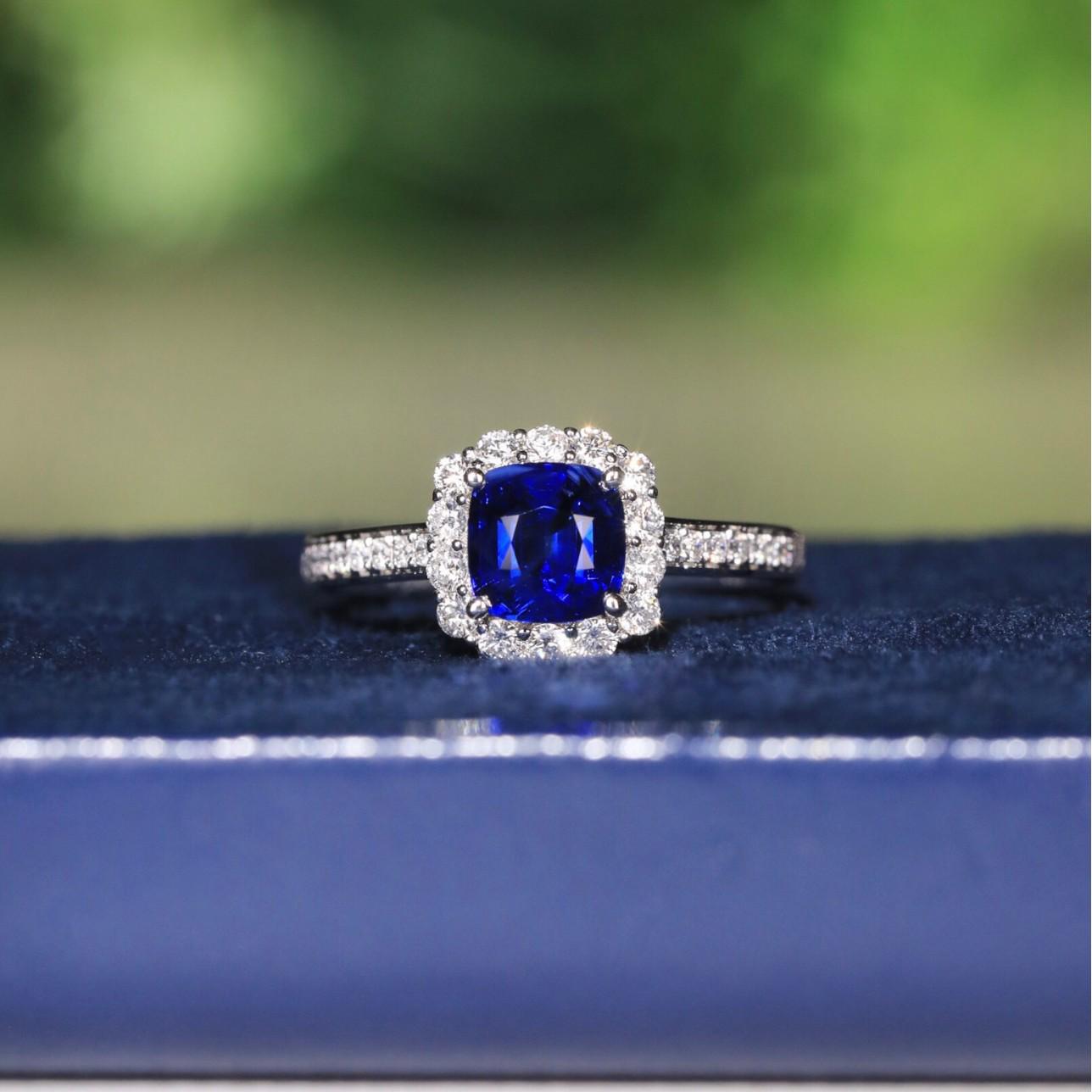 Exquisite S925 Sterling Silver Blue Diamond Luxury Women s Engagement Ring US Size 9