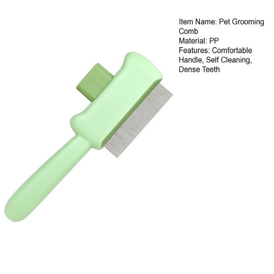 Self Cleaning Cat Brush Pet Grooming Comb with Stainless Steel Dense Teeth Detangling Comb Removes Loose Fur for Dogs Cats Flea