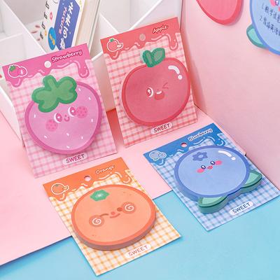 1 pieza de bloc de notas adhesivas de dibujos animados, lindas notas de frutas kawaii, bloc de notas, suministros escolares de oficina, papelería, pegatinas decorativas