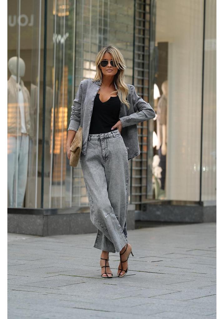 Women's Trendy Street Fashion Slim Fit Denim Suit Jacket Set