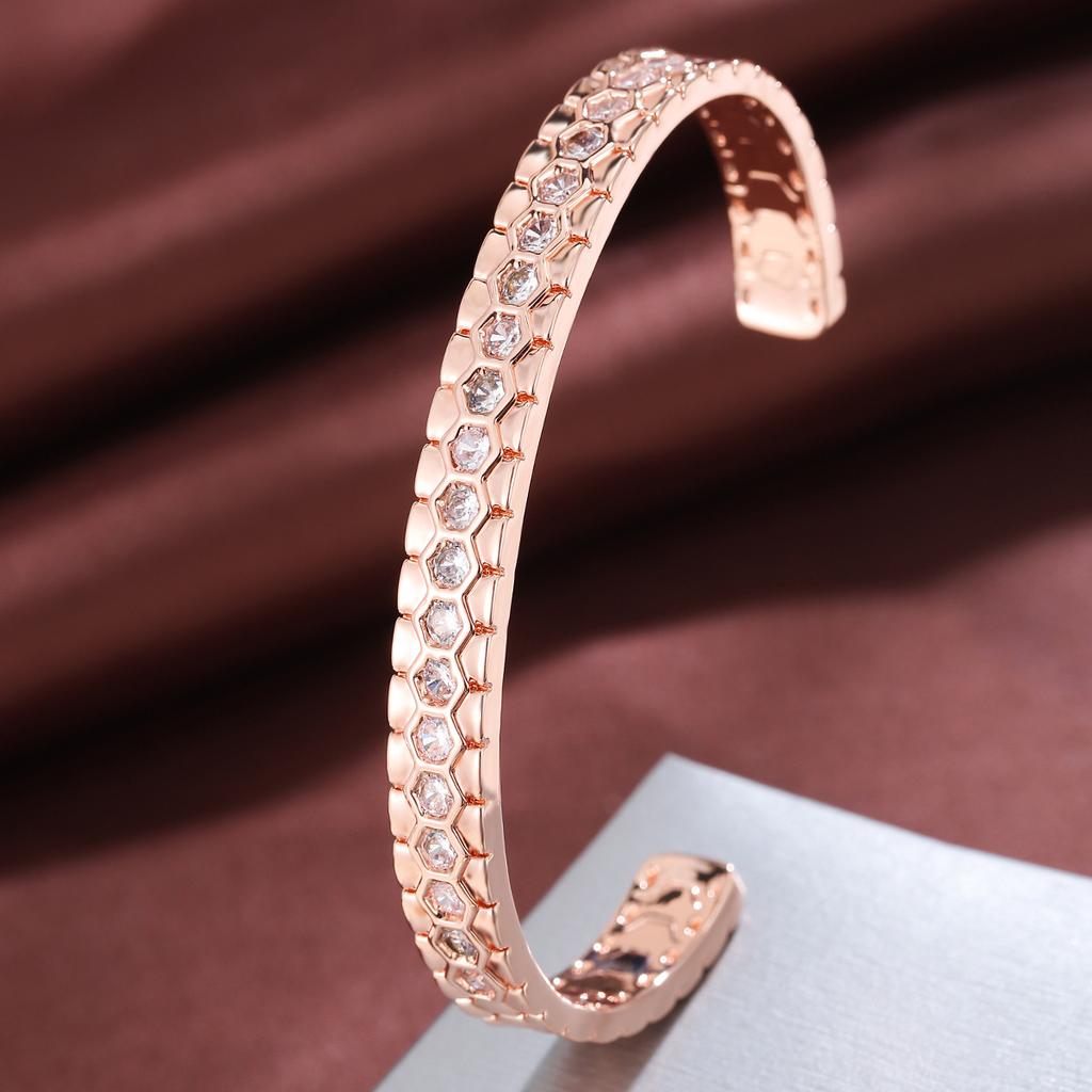 Stylish Simple Honeycomb Zircon Opening Women's Jewelry Export Bracelet