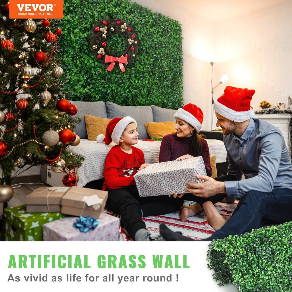 Artificial Boxwood Panel 12pcs 10" X 10" Grass Hedge Wall Mat for Fence