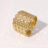 18k Gold Adjustable Wide Band Stainless Steel Ring for Women