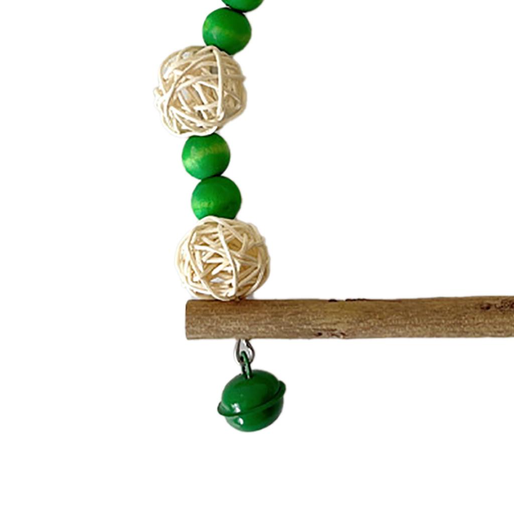 Vogel Schaukel Spielzeug Bunte Holzperlen Rattanball Papagei Schaukel Sitzstange mit Glocken für Nymphensittiche